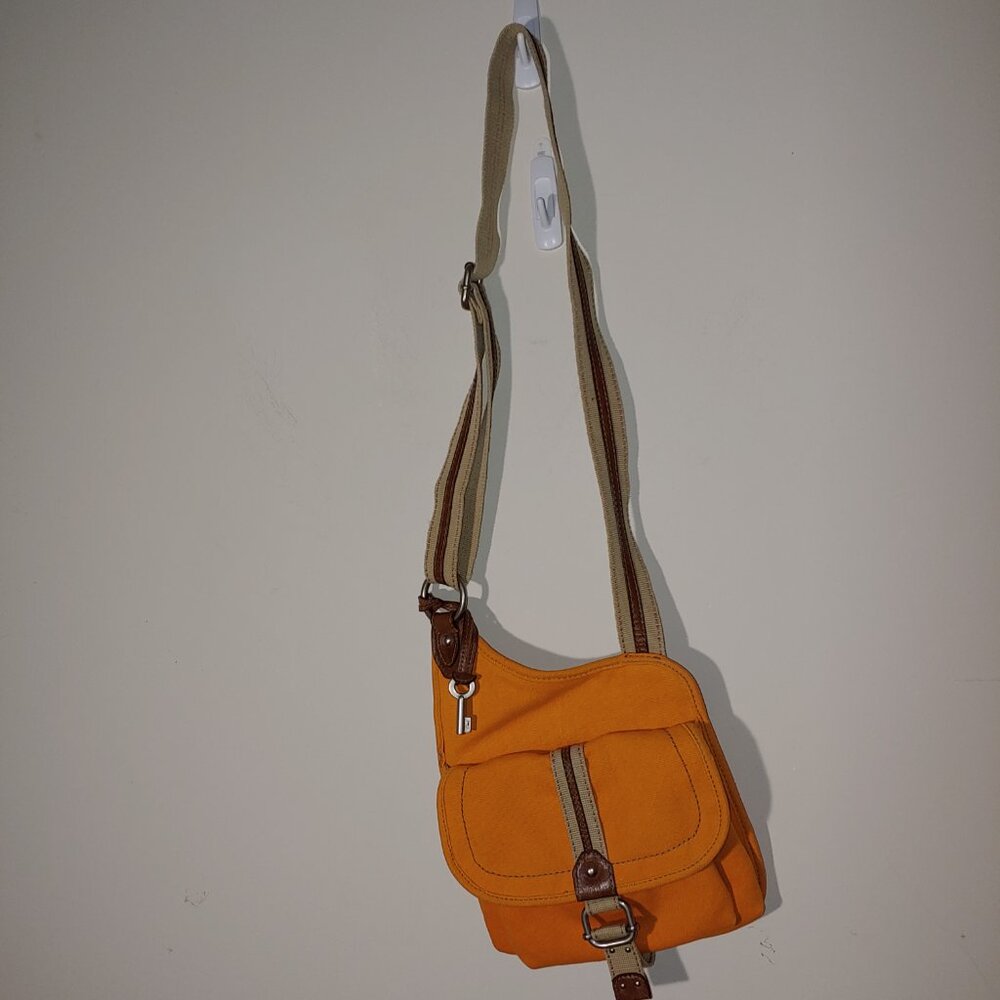 Fossil Canvas  Mini Crossbody Messenger Orange OS